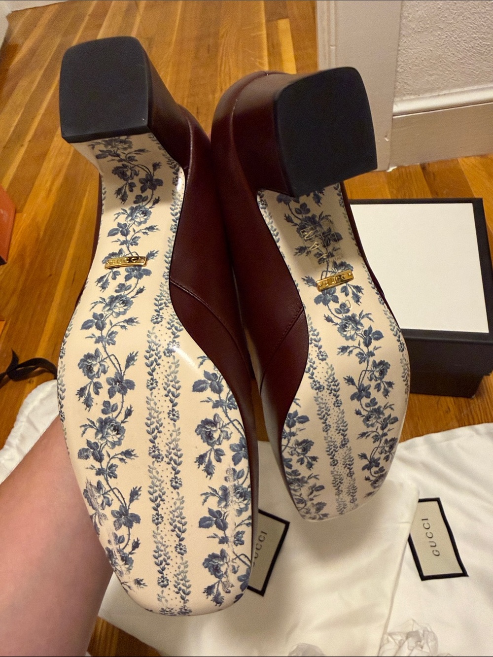 Gucci Burgundy Leather GG Horsebit Loafers - Picture 3 of 4